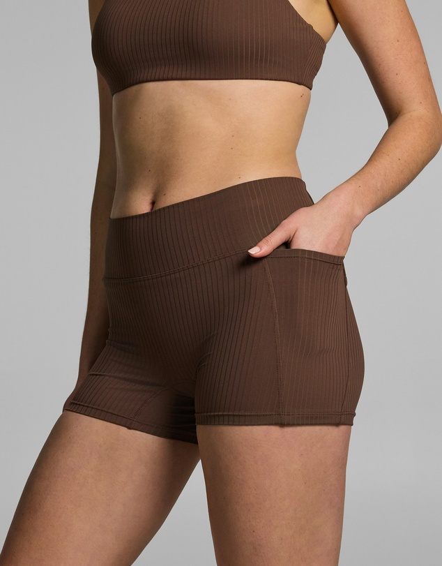 Rockwear - Mid Rise Luxe Rib Pocket Booty Shorts