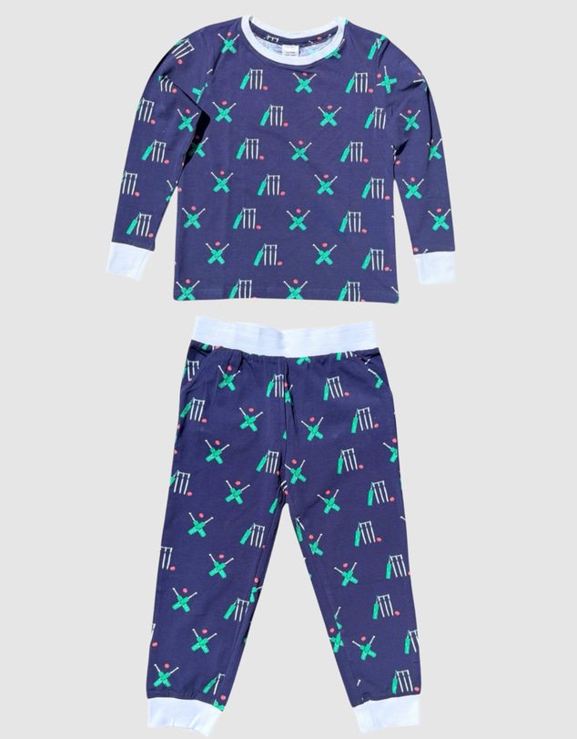 Sant And Abel - Kids Cricket Navy Long PJ Set