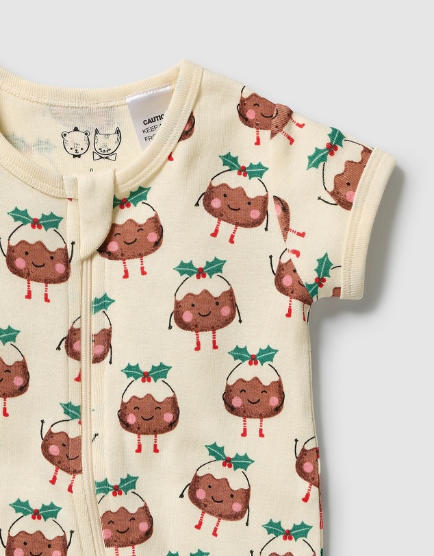 Wilson & Frenchy - Little Pudin Organic Rib Boyleg Zipsuit - Christmas - Babies