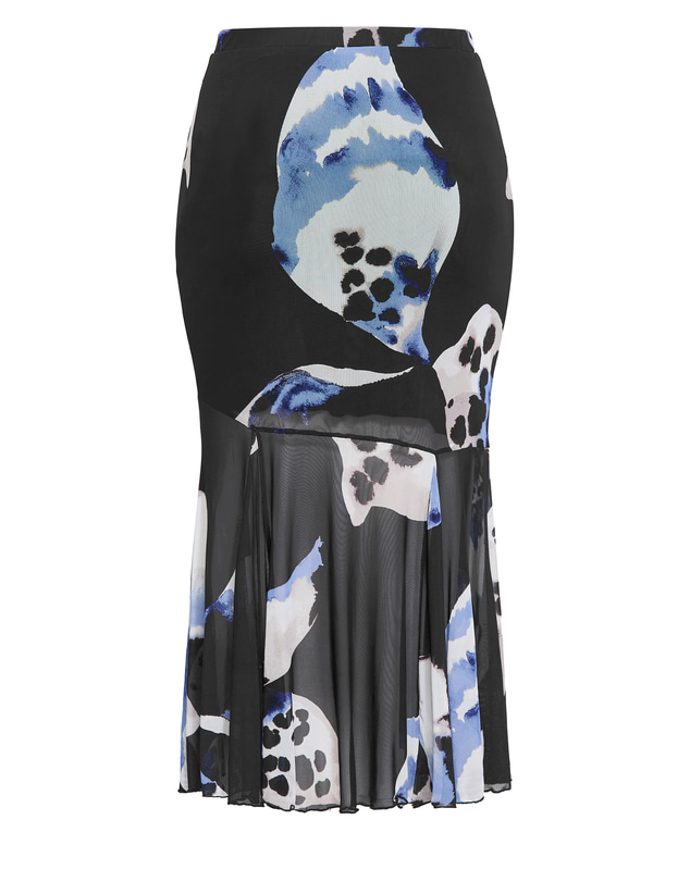 City Chic - Anna Bloom Print Ruched Skirt