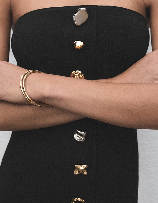 M.N.G - Strapless Dress With Jewel Buttons
