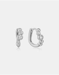 Ania Haie - Silver Small Sparkling Tide Huggie Hoop Earrings