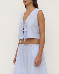 Assembly Label - Havana Stripe Poplin Tie Front Top