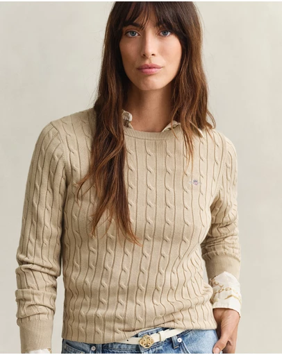 Gant - Stretch Cotton Cable Crew Neck Knit