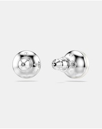 Swarovski - Matrix Stud Earrings, Crystal Pearl, White, Rhodium Plated