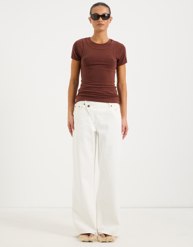 Calli - Rue Crossover Waist Band Mid Rise Wide Leg Jeans