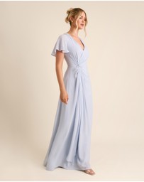 Six Stories - Knot Front Flutter Sleeve Chiffon Bridesmaid Dress