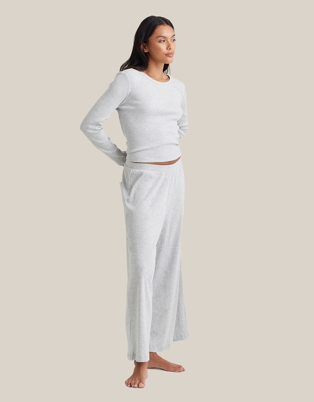Papinelle - Soft Baby Rib Full Length Wide Leg Pant