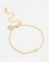 Lovisa - Gold Plated Cubic Zirconia Pave & Round Stone Bracelet