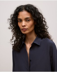 Trenery - Silk Concealed Placket Shirt in Night Sky
