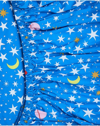 Kip&Co - Stars And Moon Organic Cotton Baby Fitted Sheet Cot - Babies