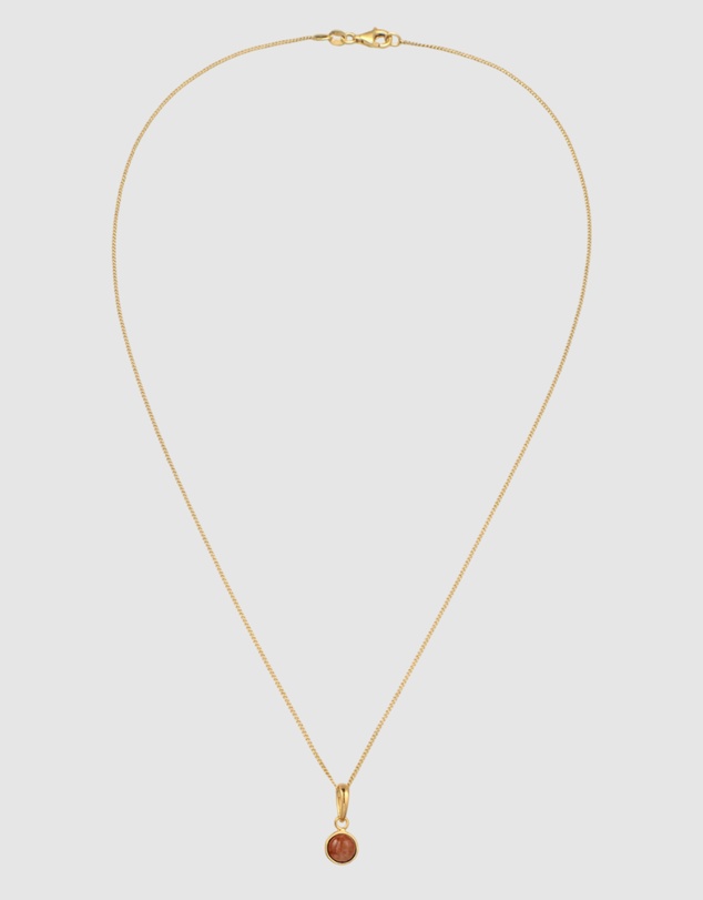 Elli Jewelry - Necklace Women Sunstone Orange 925 Sterling Silver Gold Plated
