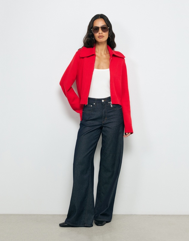 AERE - Lali Organic Cotton Zip Knit Cardigan