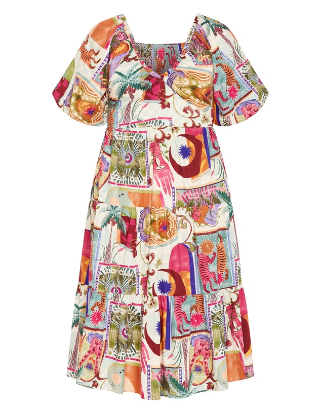 City Chic - Simona Print Puff Sleeve Dress