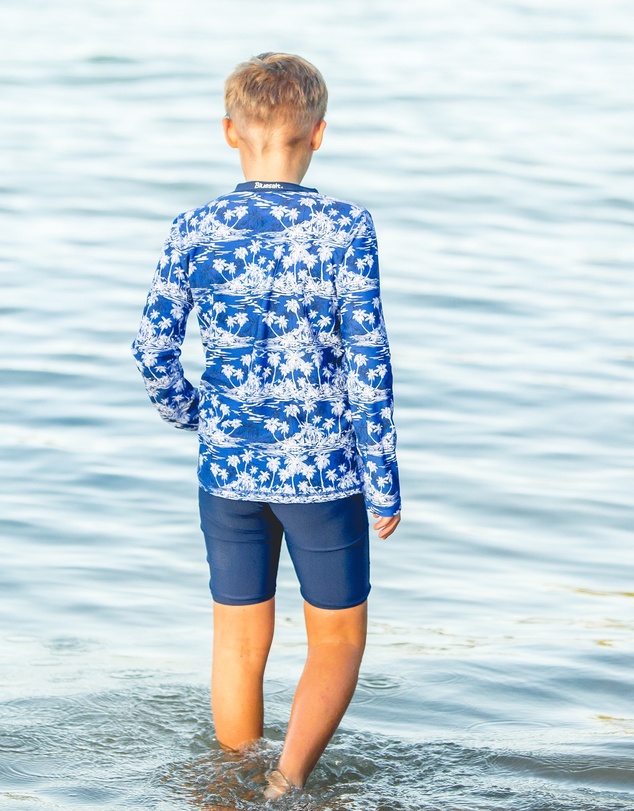Bluesalt Beachwear - Hawaiian Palms Long Sleeve Rash Top and Matching Jammer Pant Set