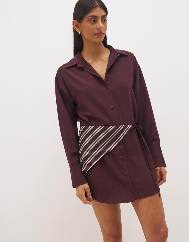 MON RENN - Elira Scarf Shirt Dress