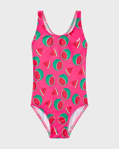 Budgy Smuggler - Girls One Piece in Watermelon Sugar Thighs