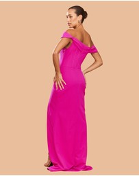 CATHERINE FERRARO - Sapphire Off Shoulder Gown