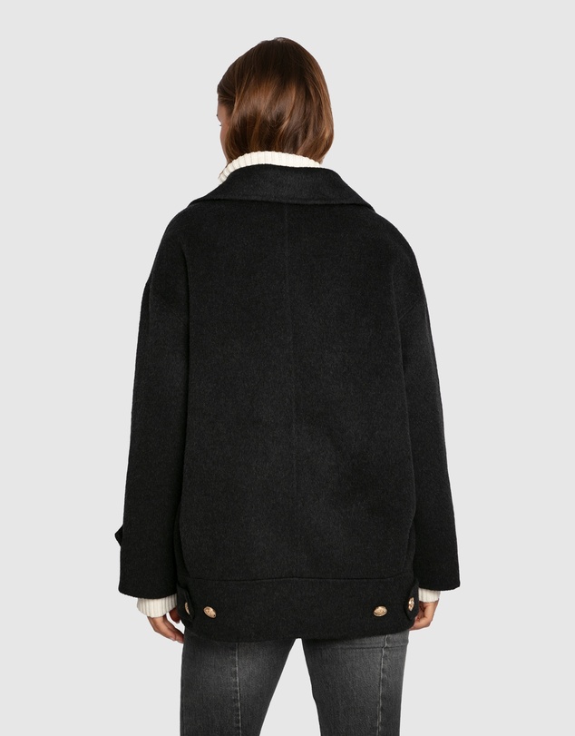 Belle & Bloom - Right and Forward Double Breasted Wool Blend Pea Coat
