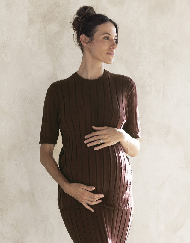Angel Maternity - Alexis Side Split Maternity Top in Truffle