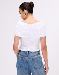 Minima Esenciales - Saffron Jersey Ruched Top