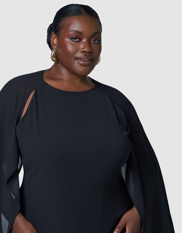 Pink Dusk by Curve Project - Eclipse Cape Maxi Dress