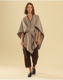 Morgan & Taylor - Jane Bias-Edged Poncho in Beige