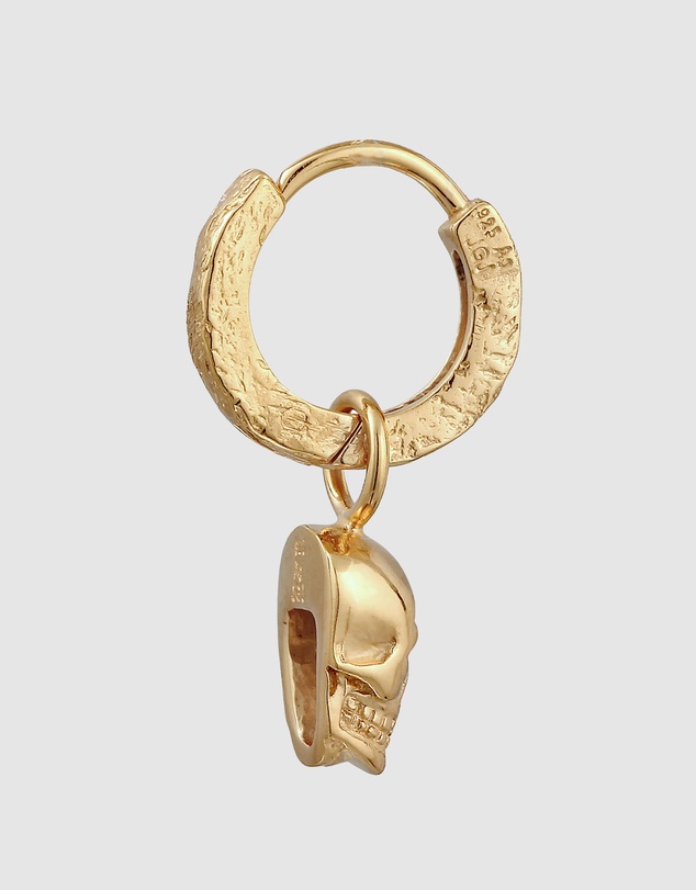 Kuzzoi - ICONIC EXCLUSIVE - Single Hoop Earring with Skull in Gold-Plated 925 Sterling Silver