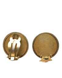 Pre-Loved by Azura Reborn - Pre-Loved Gold Plated and Acrylic Logo Round Button Clip On Earrings