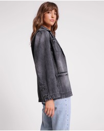 ONE TEASPOON - Worn Black Denim Boyfriend Blazer