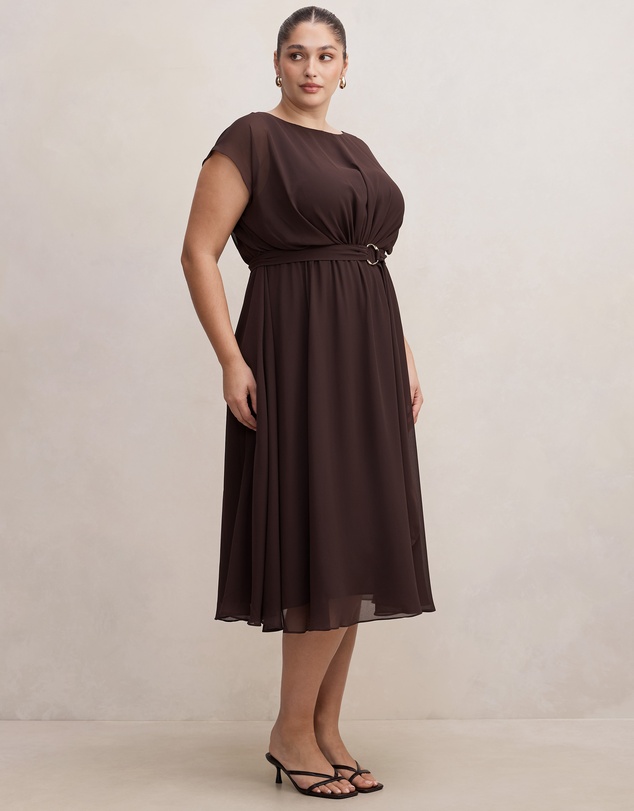 Forever New Curve - Jane Curve Sheer Draped Midi Dress