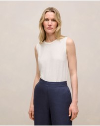Trenery - Linen Cotton Crew Tank in White