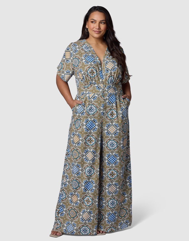 Something 4 Olivia - Zoe Linen Printed Jumpsuit