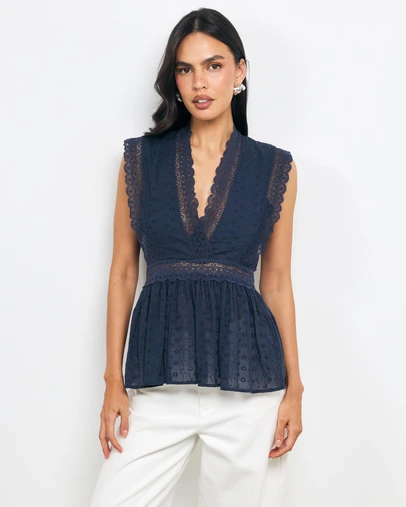 AERE - Iris Cotton Broderie Top