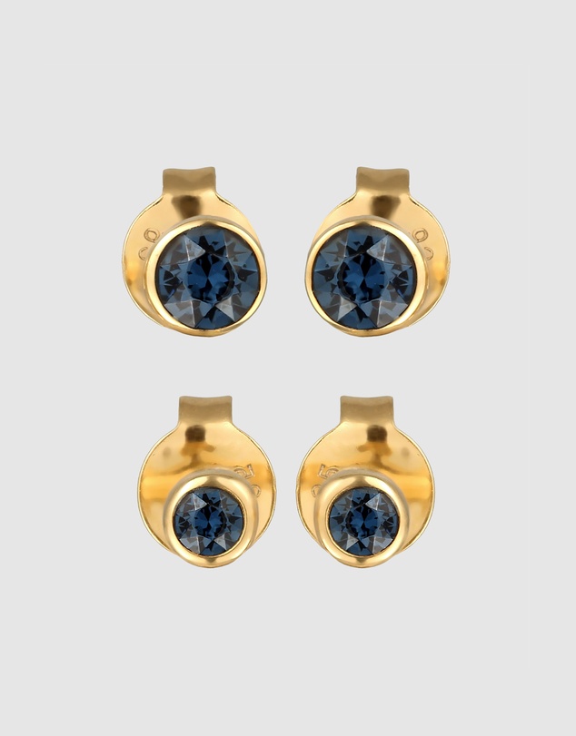Elli Jewelry - Earrings Set with Circle Crystals 925 Sterling Silver Gold-plated