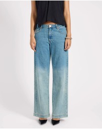 ONE TEASPOON - Low Riders Low Waist Wide Leg Denim Jeans - Texas Blue