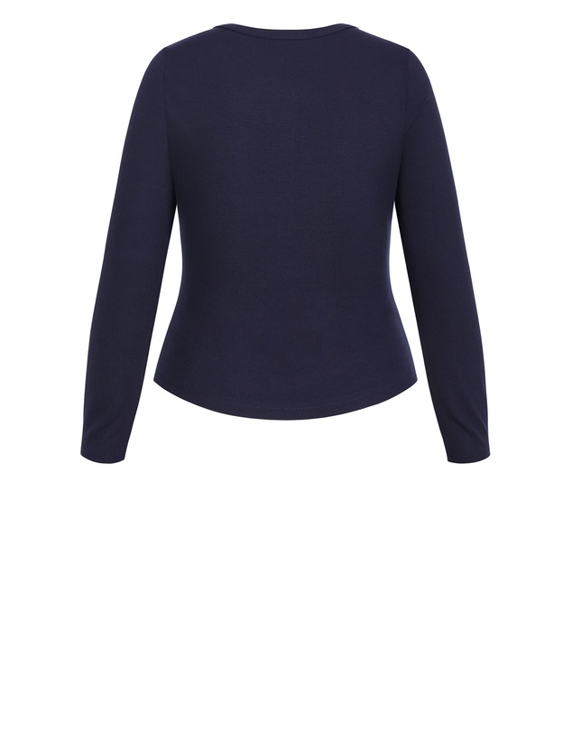 City Chic - Cassia Button Through Rib Top