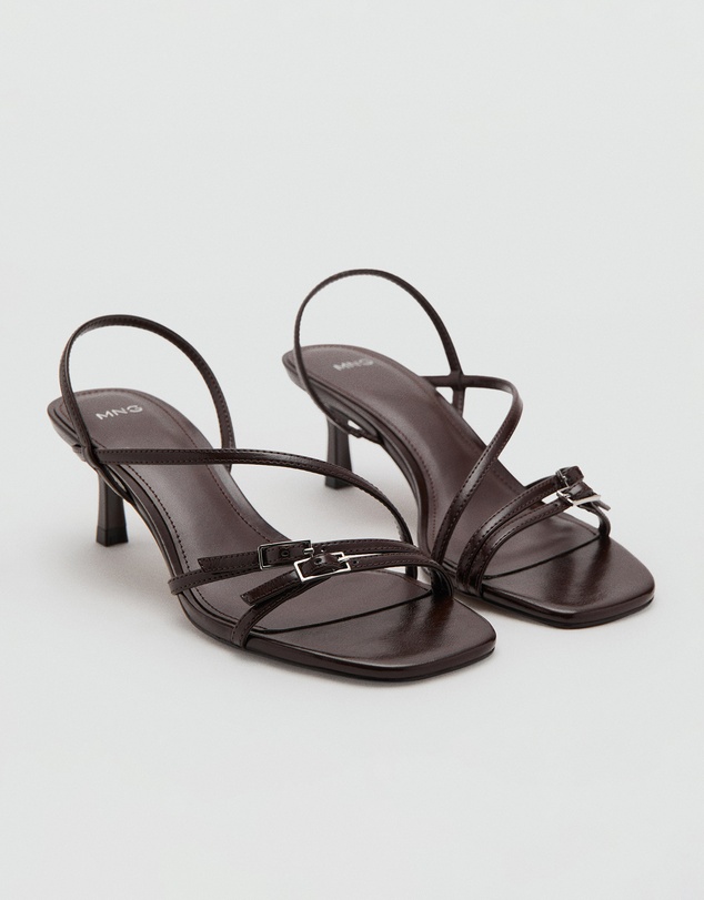 M.N.G - Kitten Heel Sandals with Straps