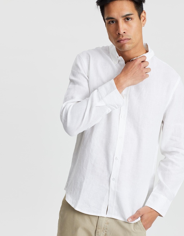 The Rocks Push - The Rocks Push Linen Shirt Men White