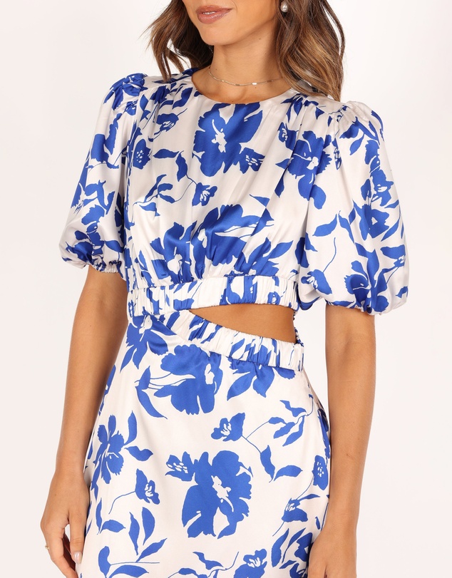 Petal & Pup - Aminah Puff Sleeve Dress - Blue Floral