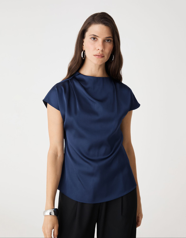 Forcast - Zafina Pleated Draped Top