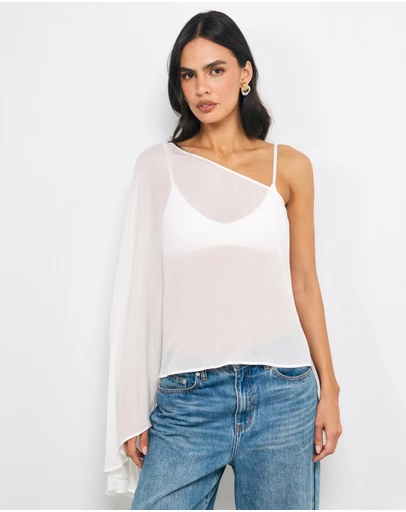 AERE - Mila One Shoulder Asymmetric Blouse