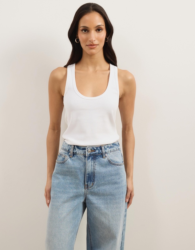 Atmos&Here - Ava Deep Scoop Organic Rib Racer Back Tank Top