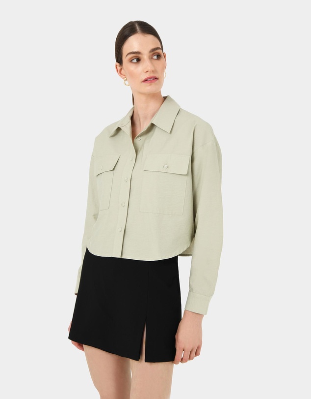 Forcast - Kyla Crop Pocket Shirt