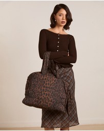 Damson Madder - Dark Leopard Quilted Tote Bag