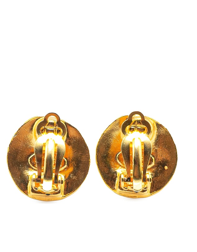 Pre-Loved by Azura Reborn - Pre-Loved Gold Plated CC Round Clip On Earrings