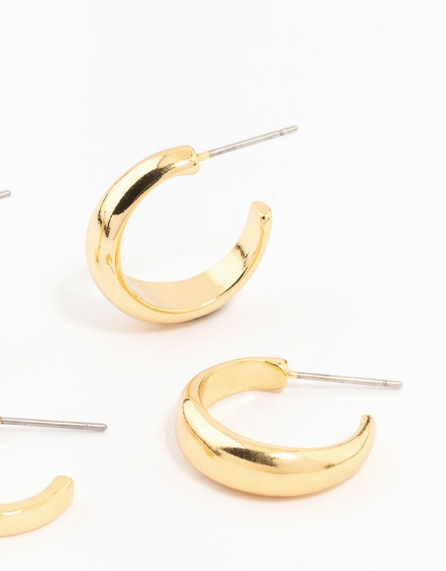 Lovisa - Gold Plated Cubic Zirconia Hoop Earrings 2-Pack