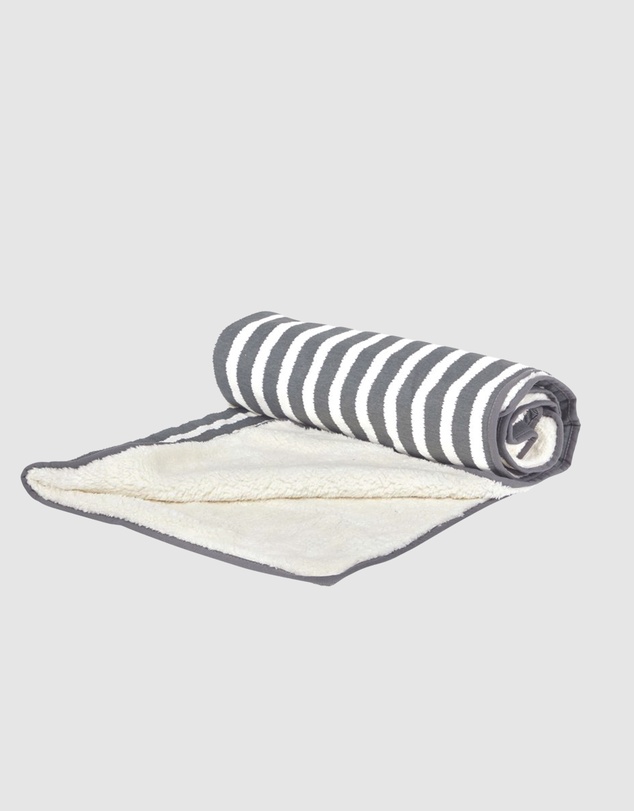 Mog & Bone - Fleece Pet Blanket - Charcoal Hamptons Stripe Print