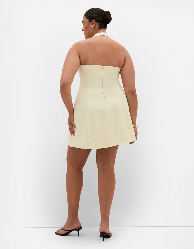 City Chic - Plus size Abbie Tailored Halter Mini Dress - lemon sorbet