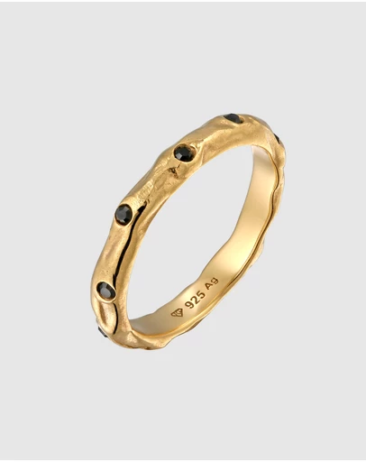 Elli Jewelry - Elli Jewelry Crystal Wave Ring in Gold-Plated 925 Silver